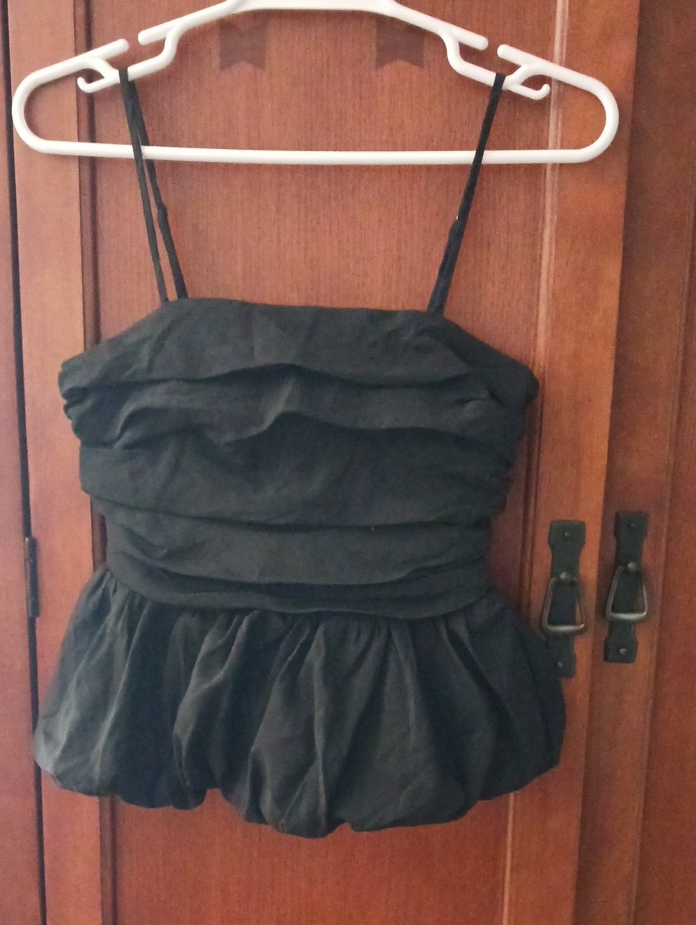 NEW! a New Day- Black Ruched Peplum Spaghetti Strap Top